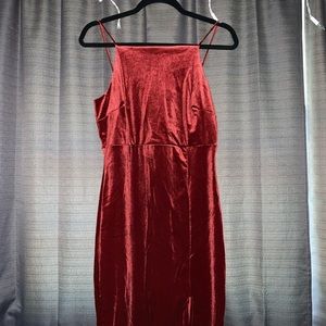 Rust velvet midi dress